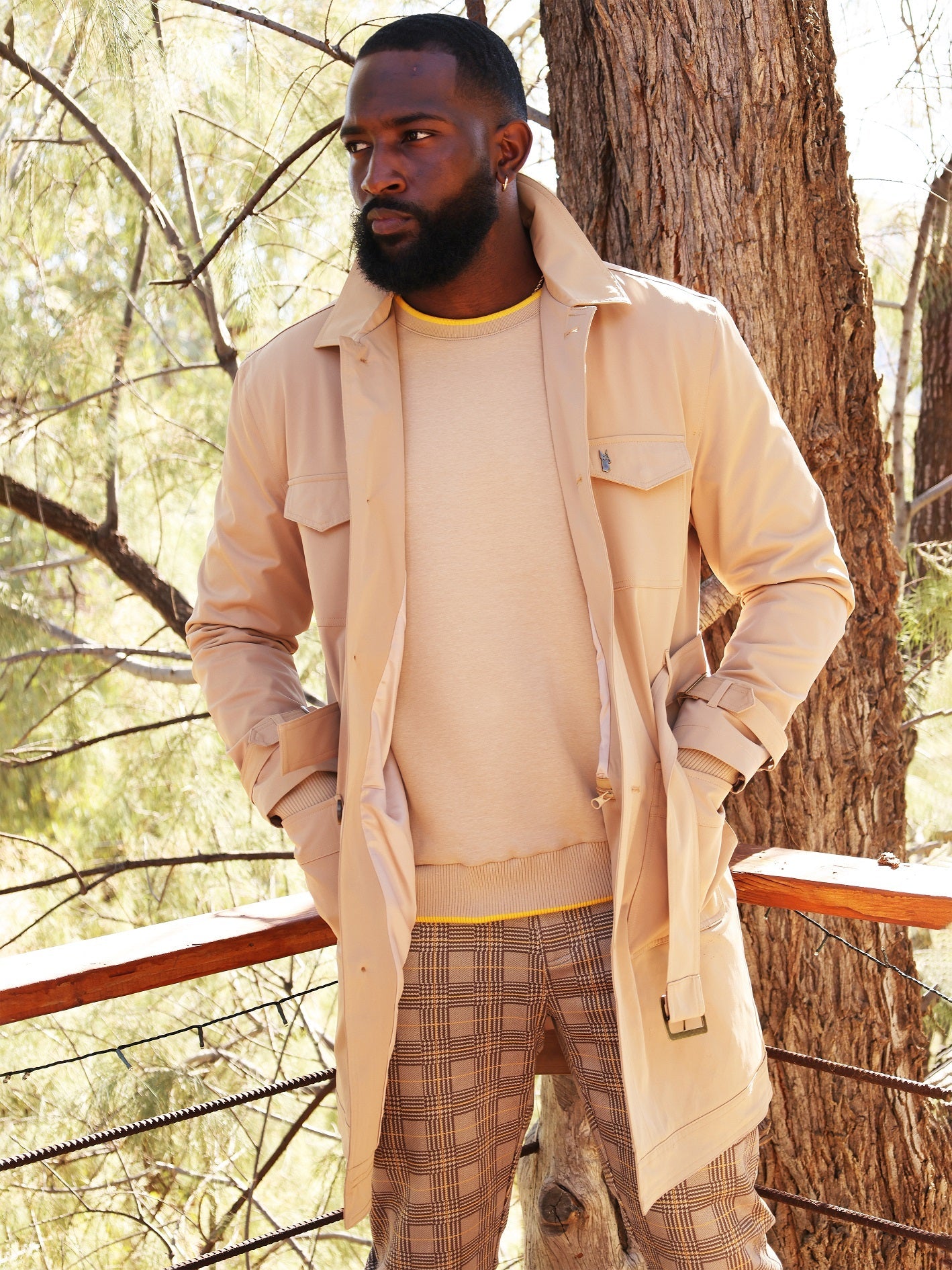 M1330 Vincent Weather Proof Trench Coat - Black