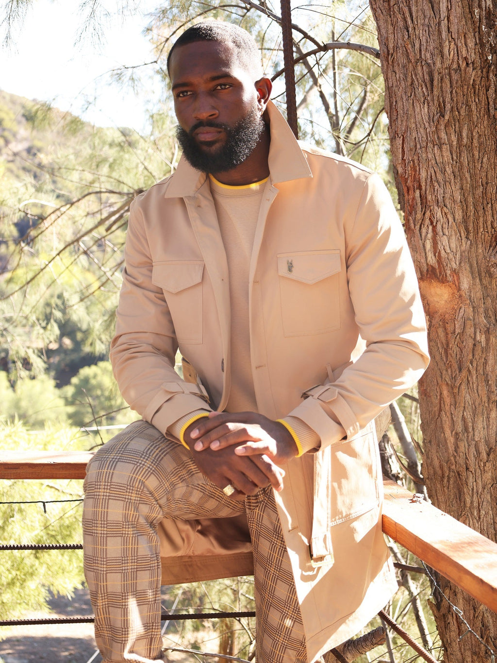 M1330 Vincent Weather Proof Trench Coat - Black