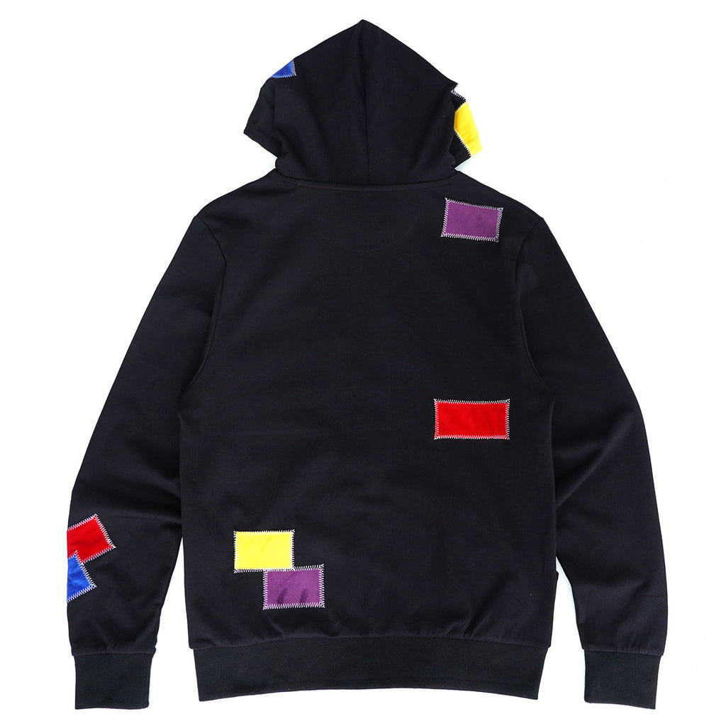 F5715 Frost Patchwork Zip Up Hoodie -  Black