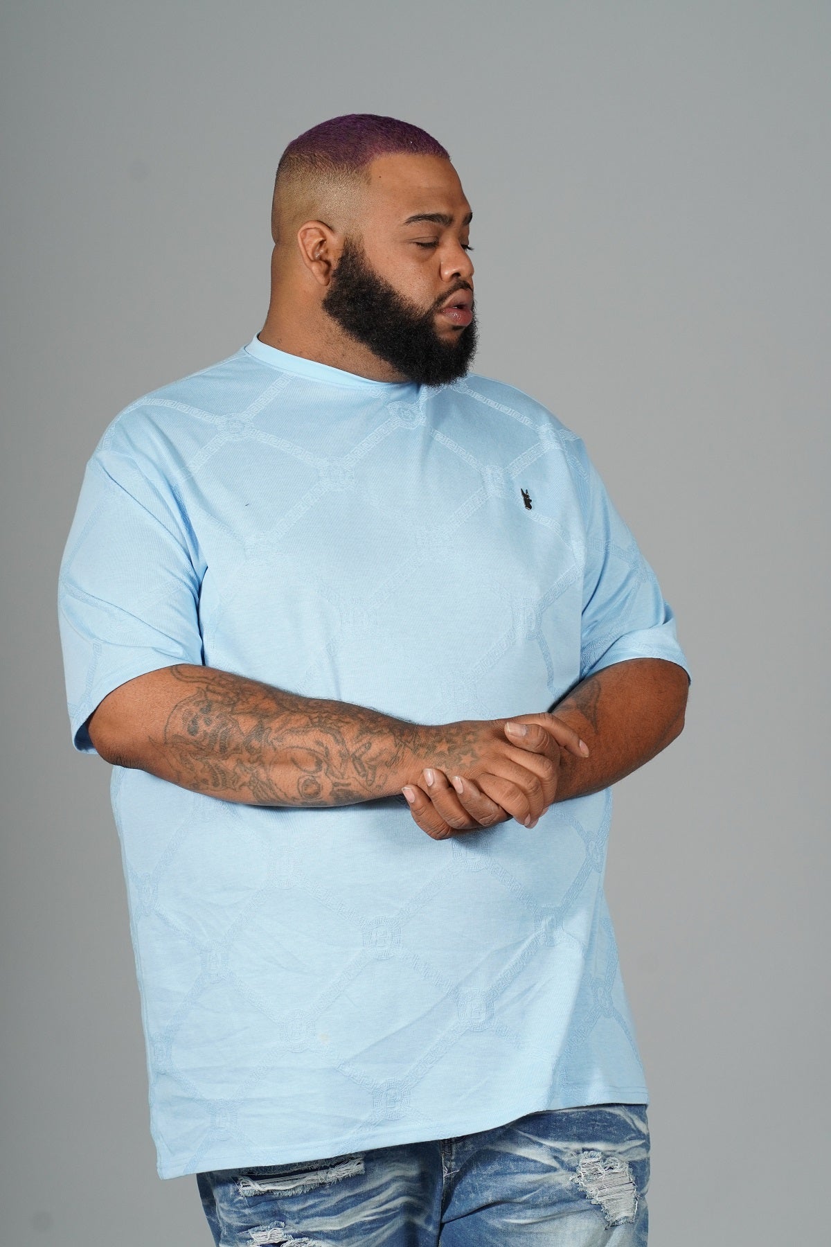 M298 Embossed Knit Tee - Blue