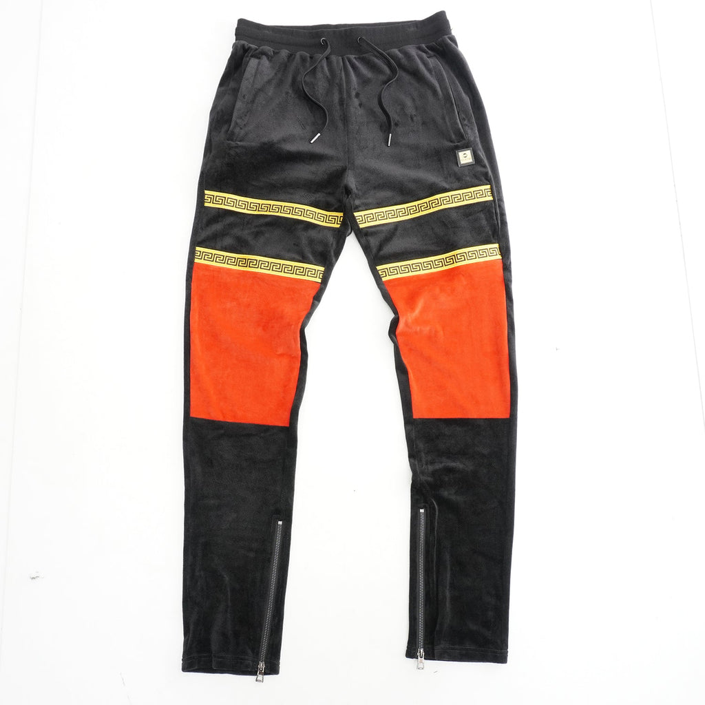 M4600 Greek Velour Set - Black/Red