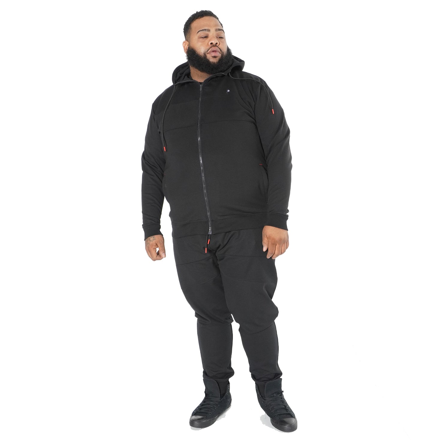 M3707 Tech Fleece Zip Up Hoody Set - Black