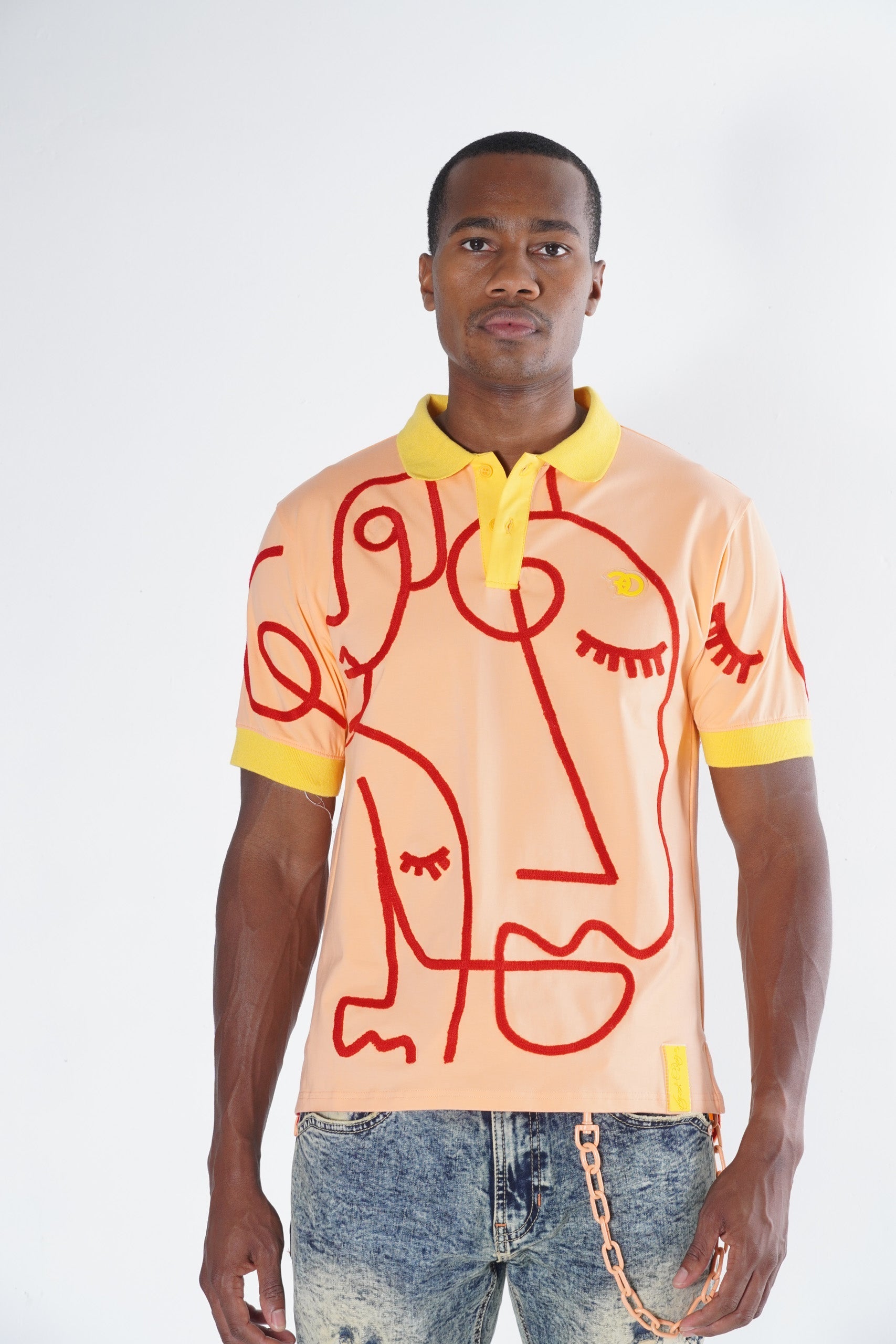 F236 Frost Face Polo Shirt - Peach