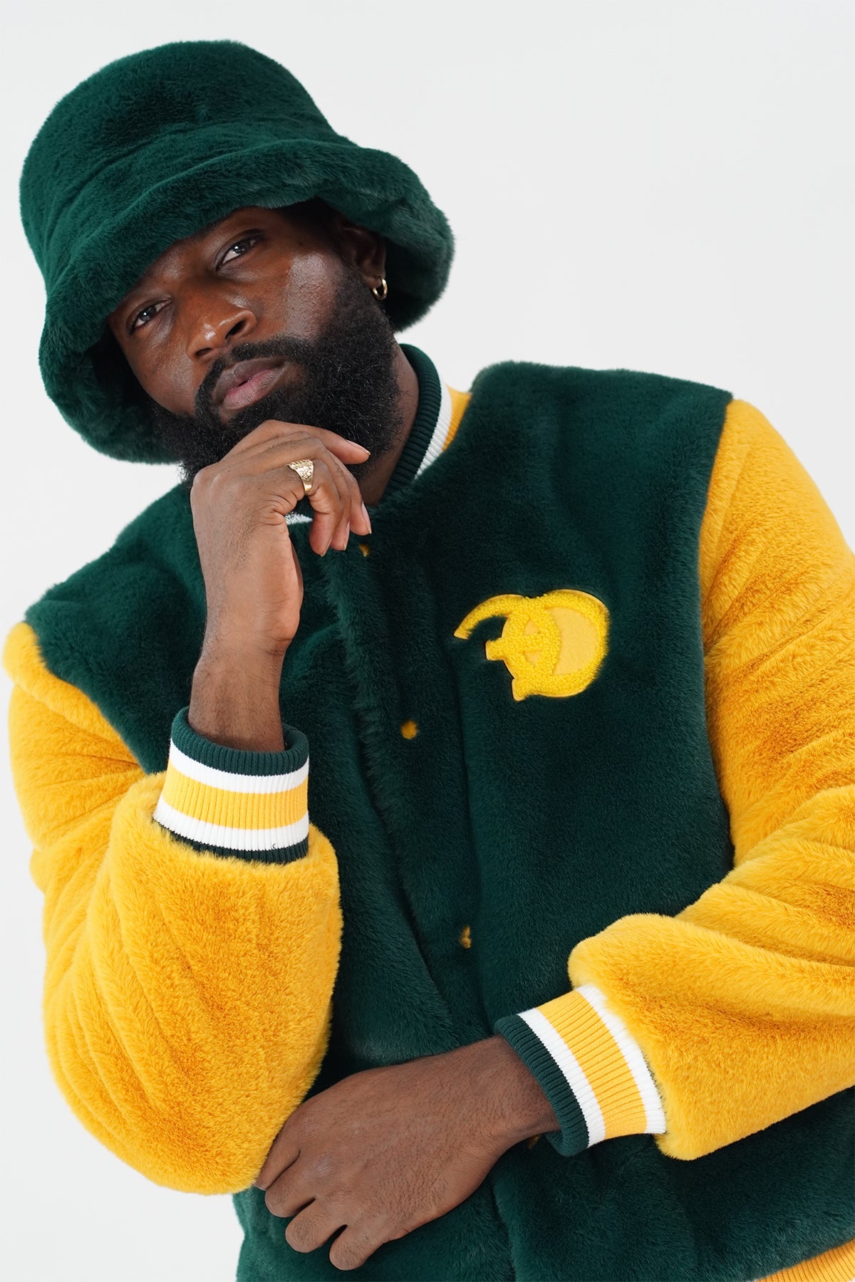 F001 Marc Rabbit Fur Hat - Green