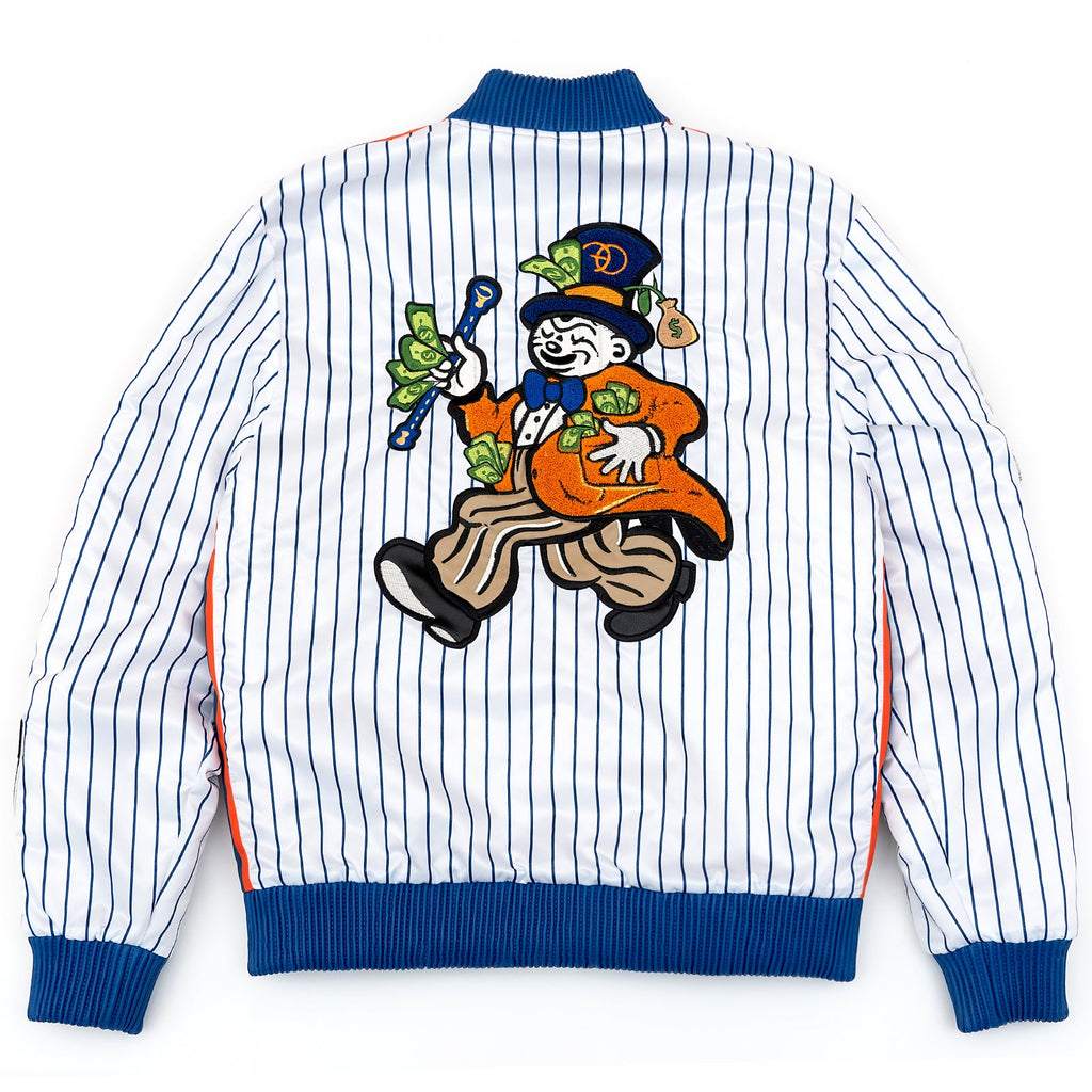 F1047 Earners League Satin Varsity Jacket - White