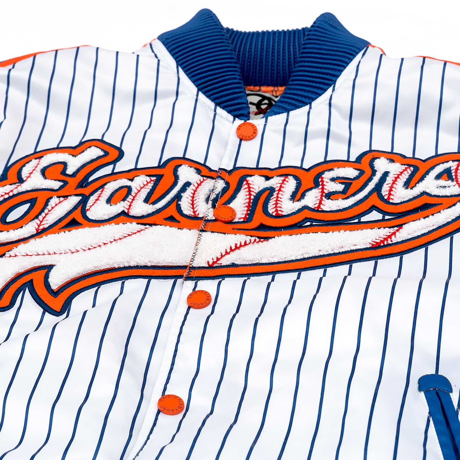 F1047 Earners League Satin Varsity Jacket - White