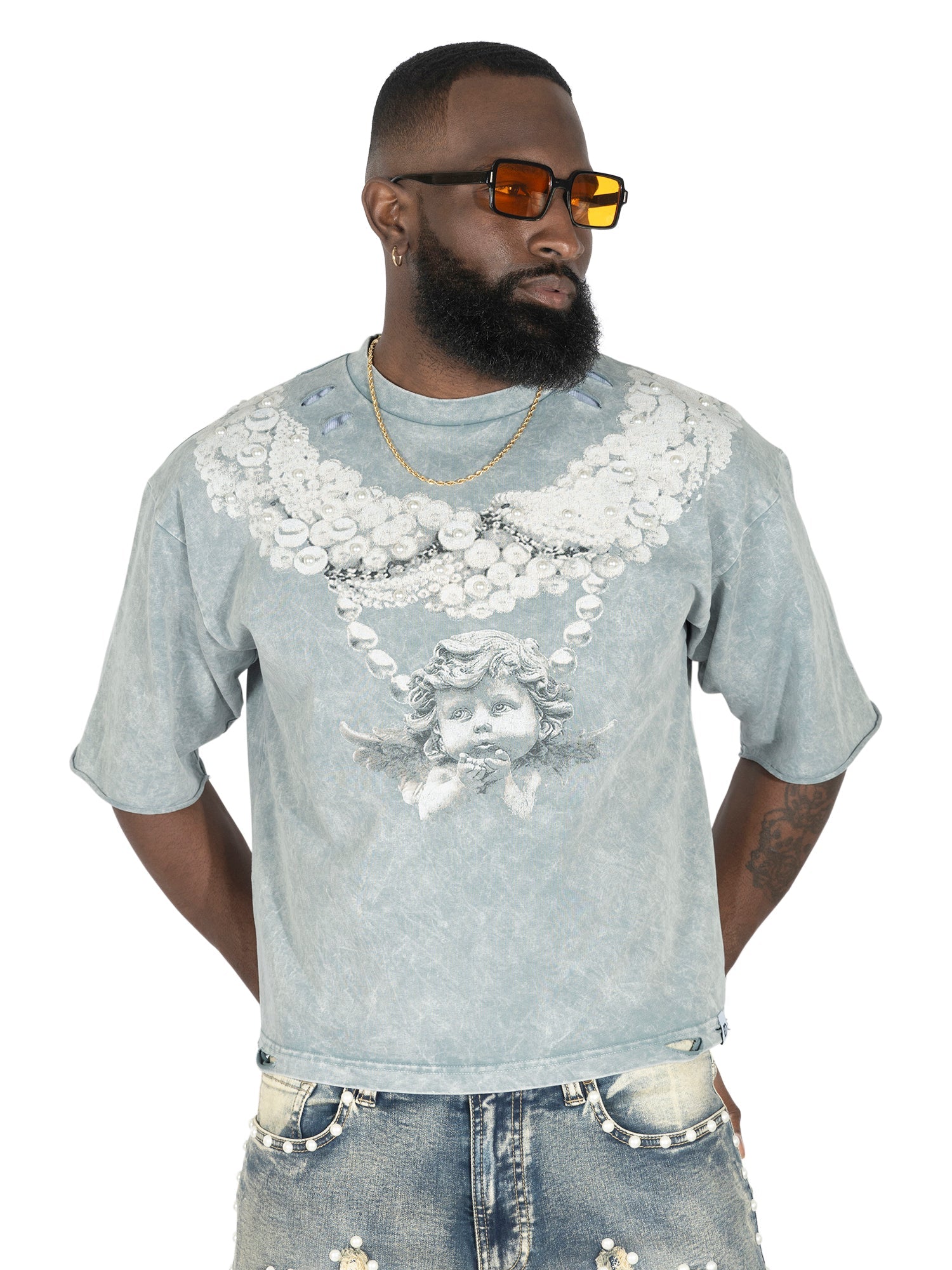 F111 La Perla Vintage Crop Tee - Gray