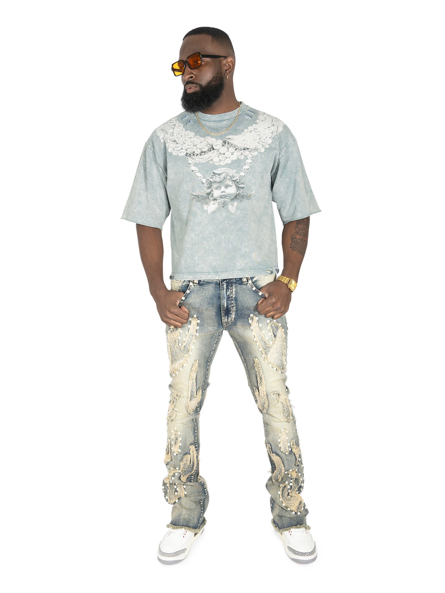 F111 La Perla Vintage Crop Tee - Gray