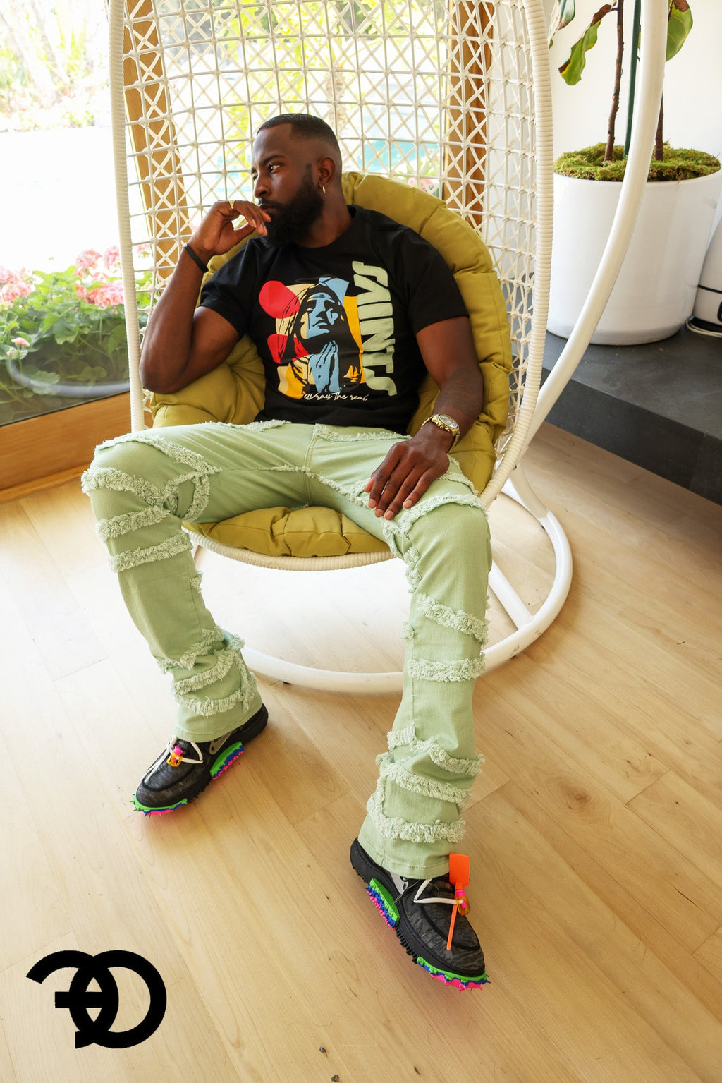 F1705 Leon 36" Stack Jeans - Light Olive