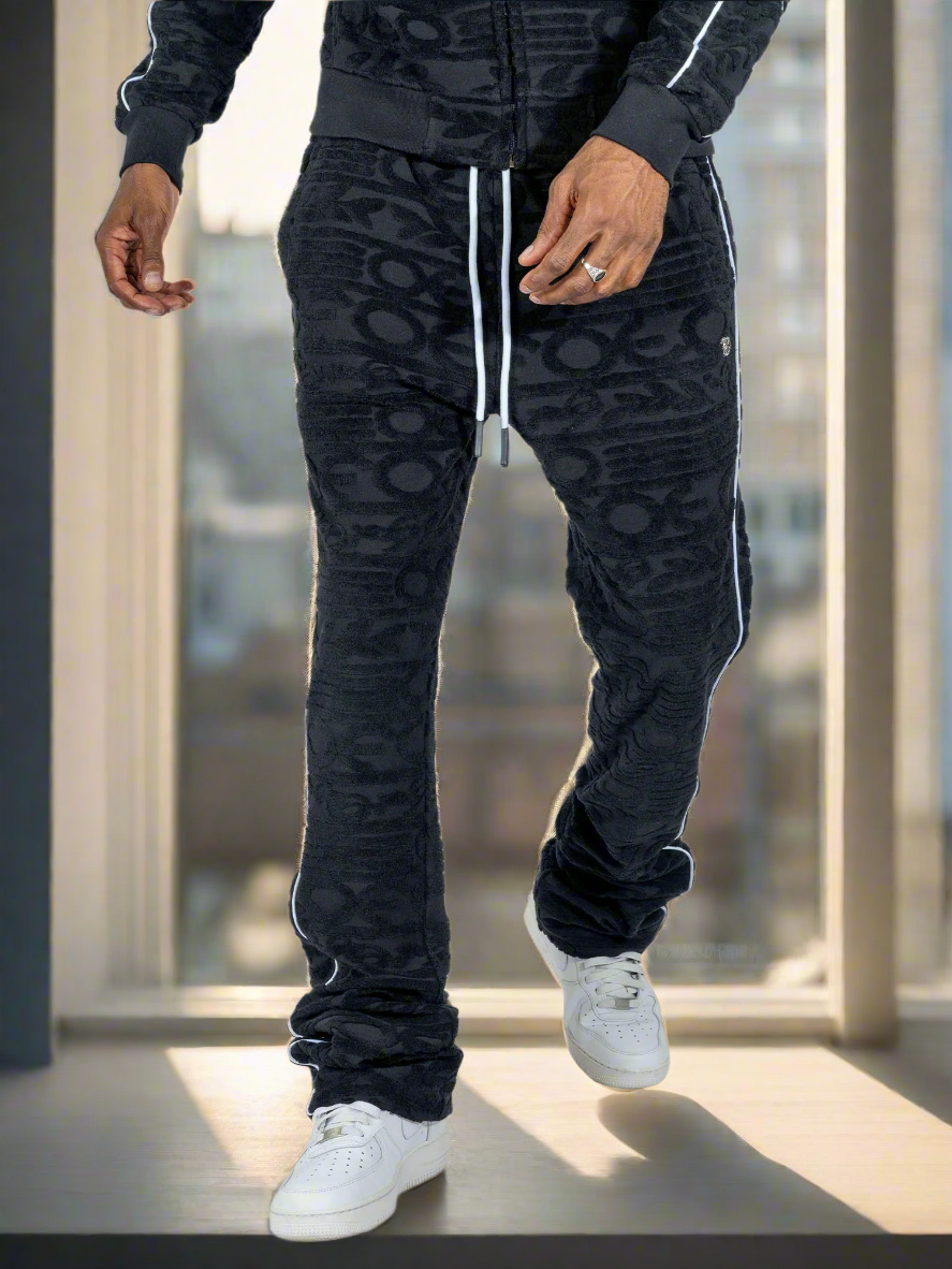 F4378 Baroque Burn Out Terry Set - Black