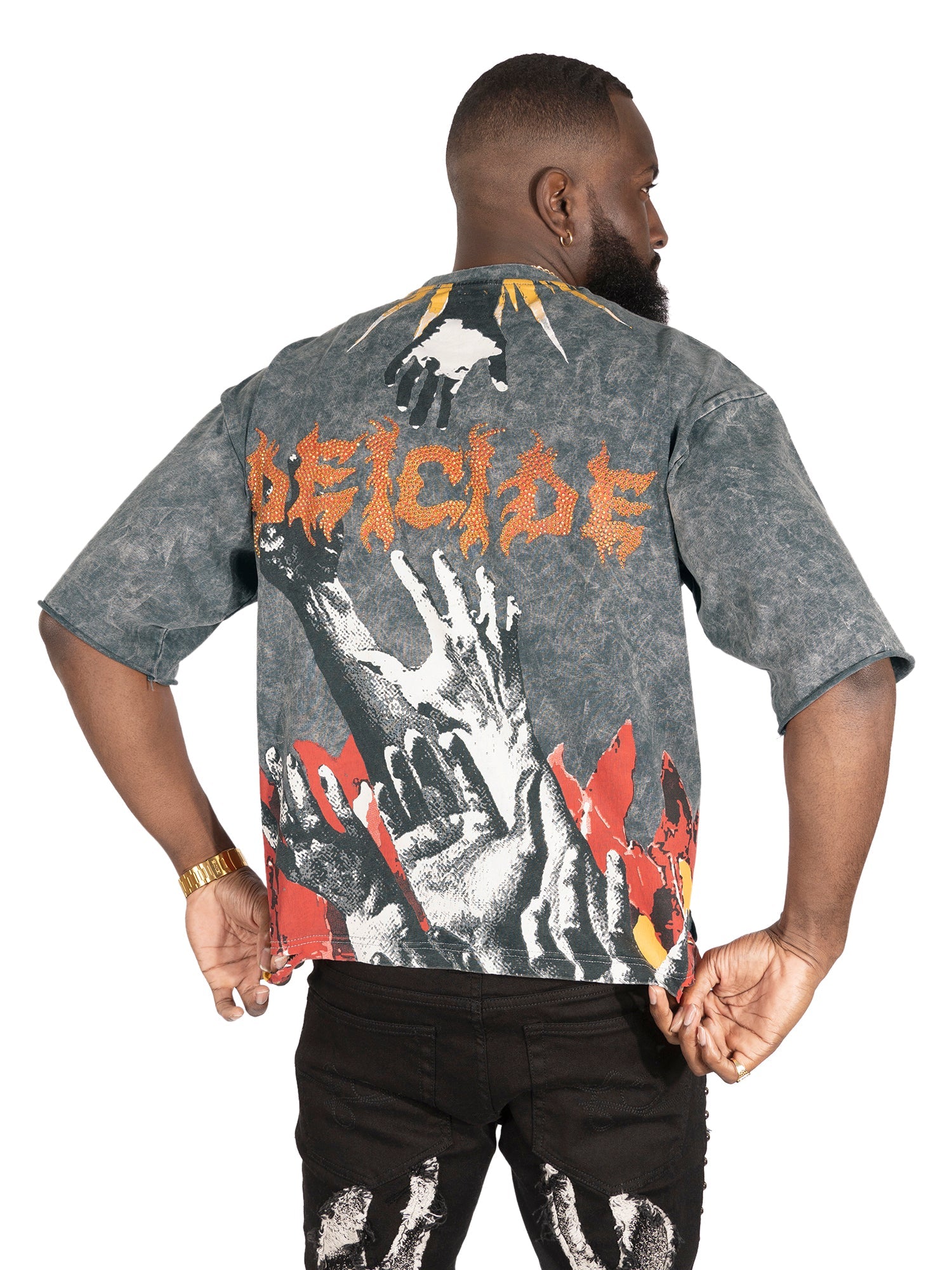 F171 Crop Heaven Saint Tee - Gray