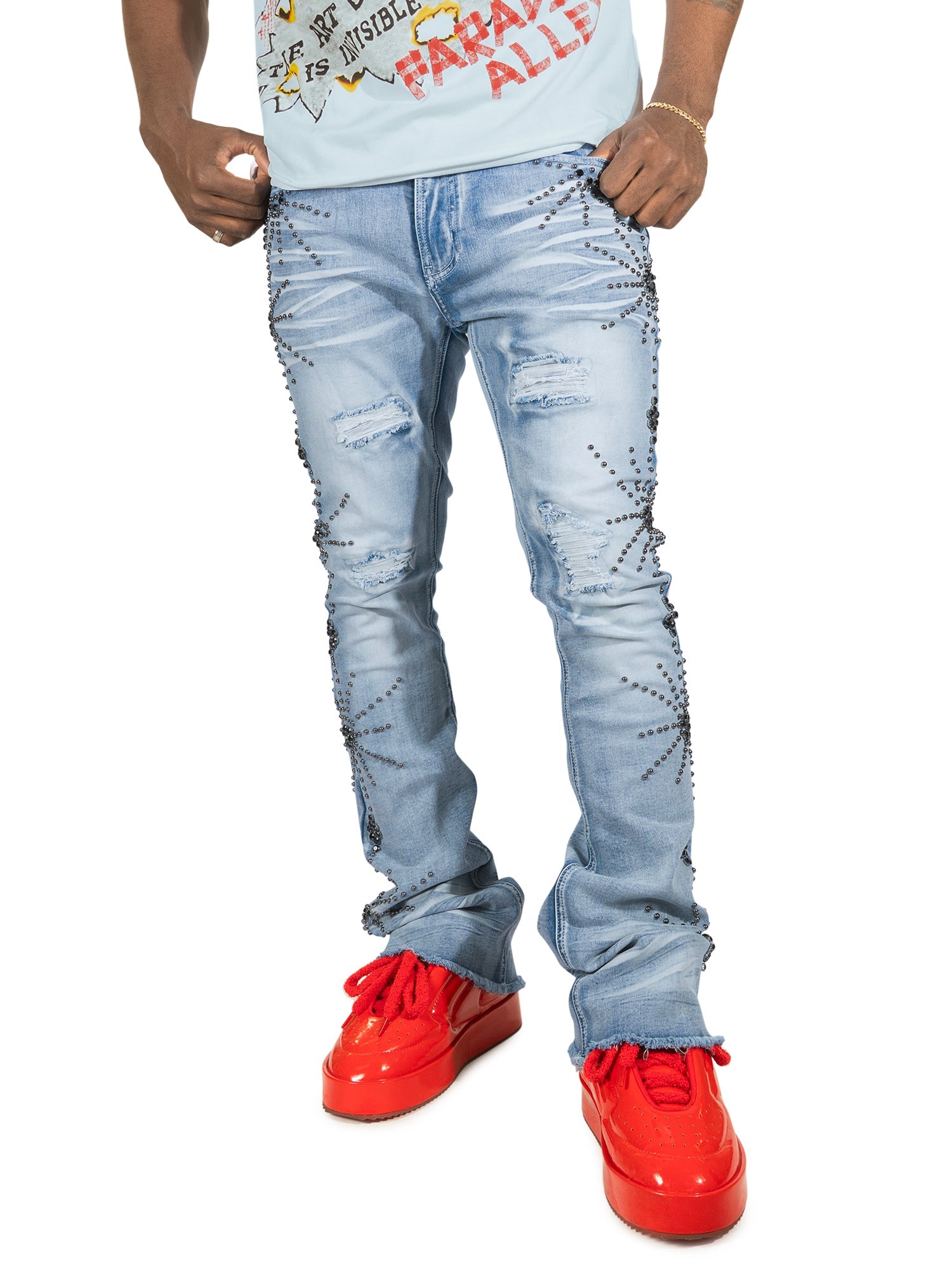 F1735 Spider Stacked Jeans - Light Wash