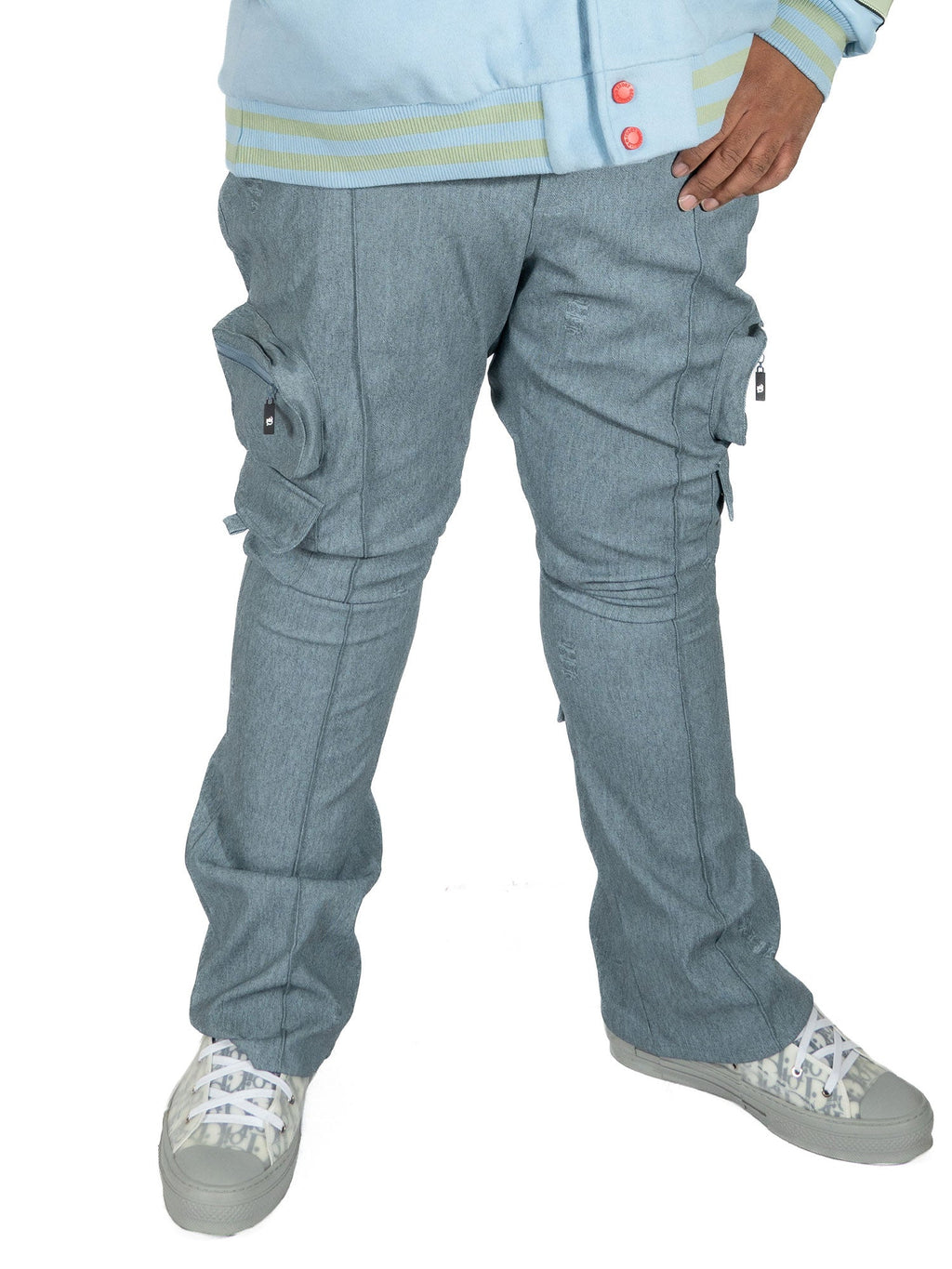 F2789 CASA DE Vegan Leather Pants - Blue