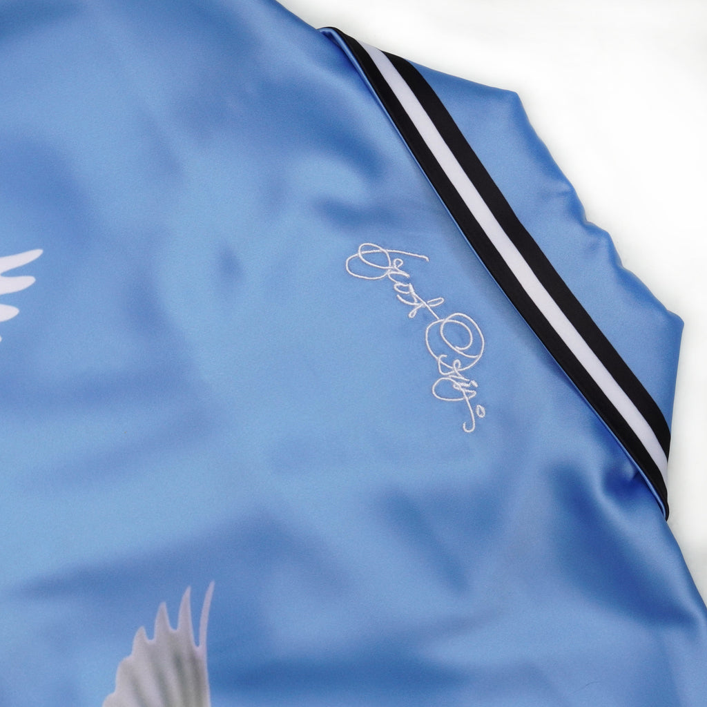 F545 Frost Dove Satin Button Down Set - Blue