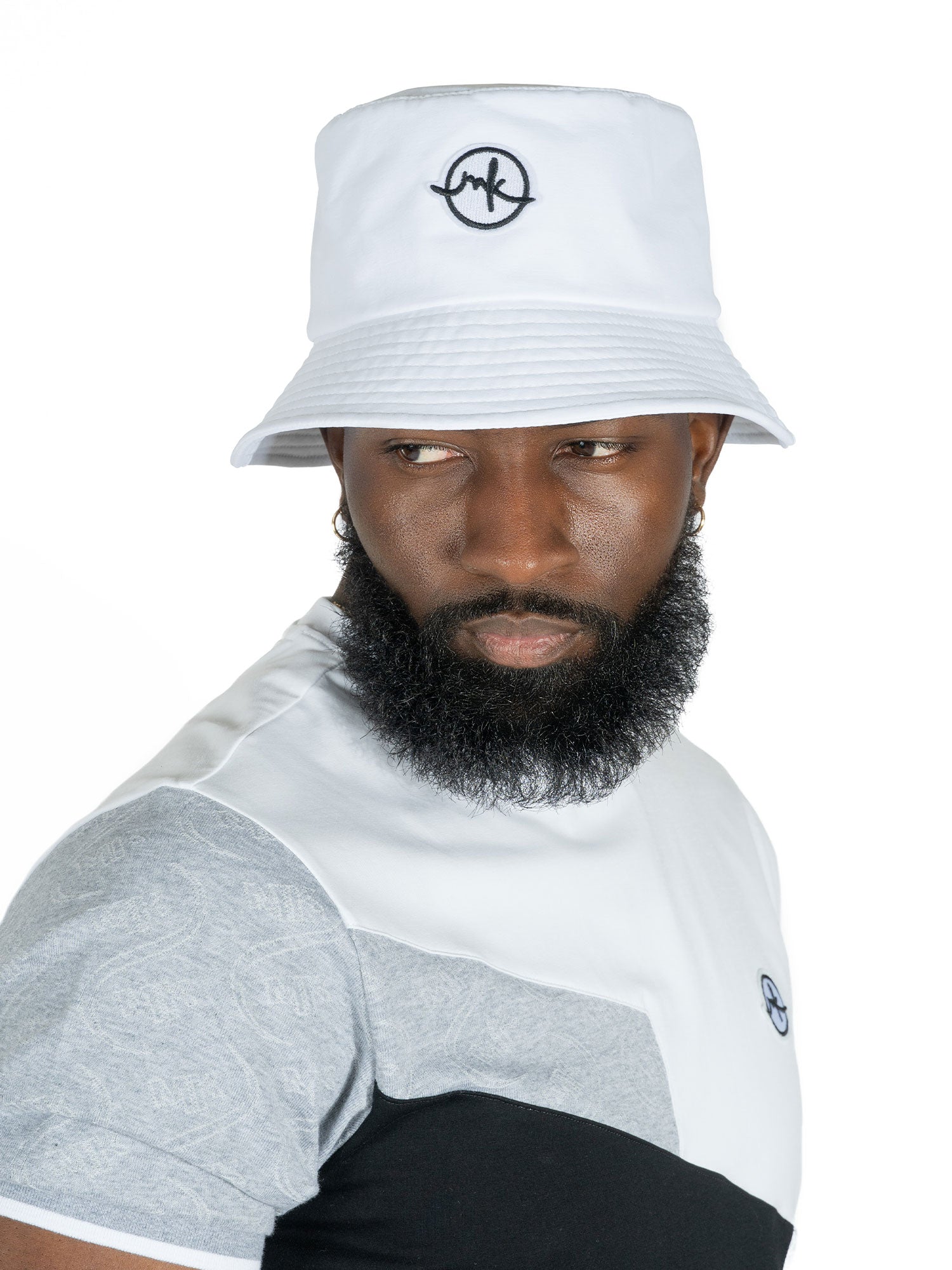 M033 Colton Nylon Bucket Hat - White