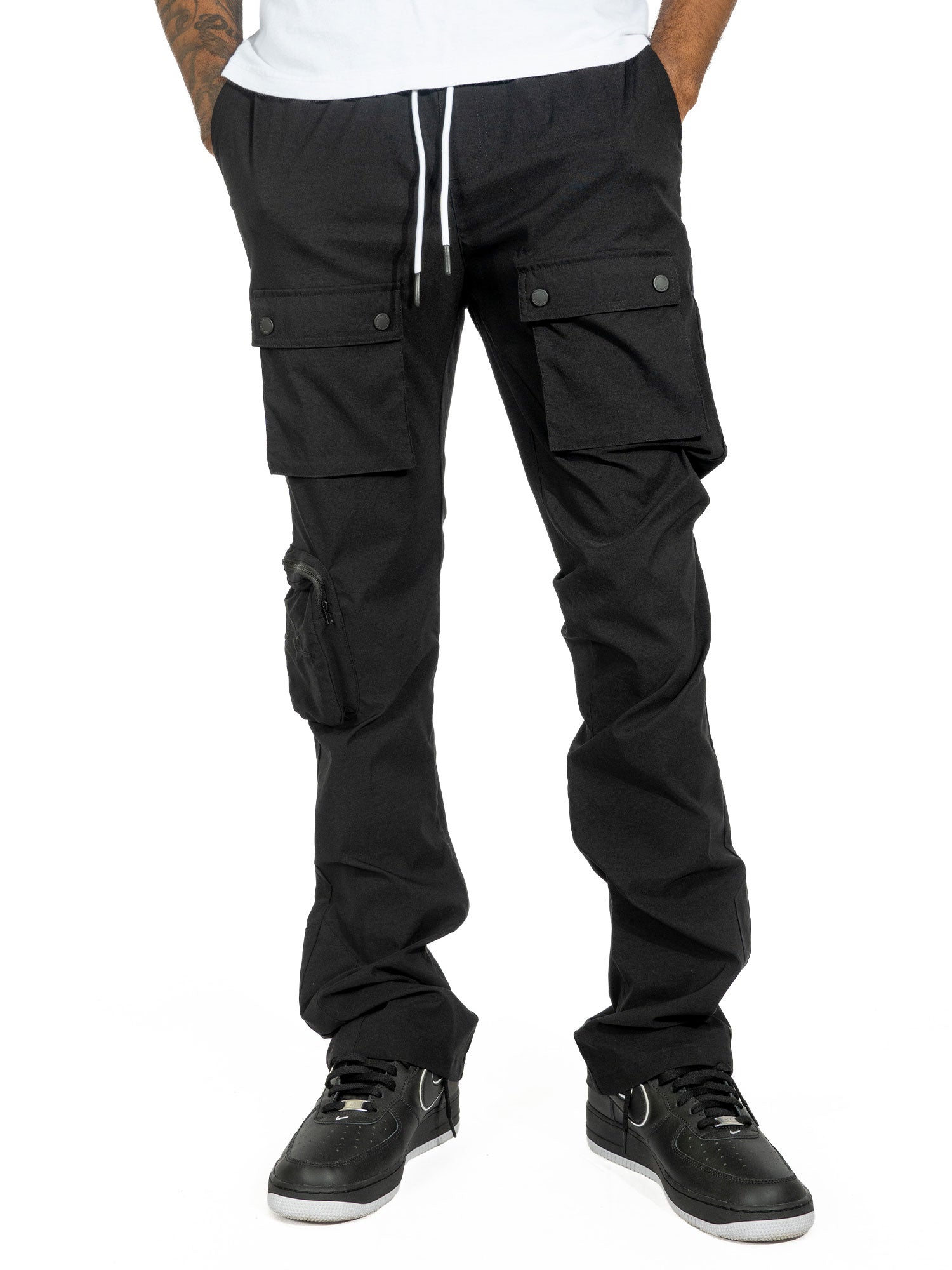 M1625 Sartoni Nylon Stacked Pants - Black