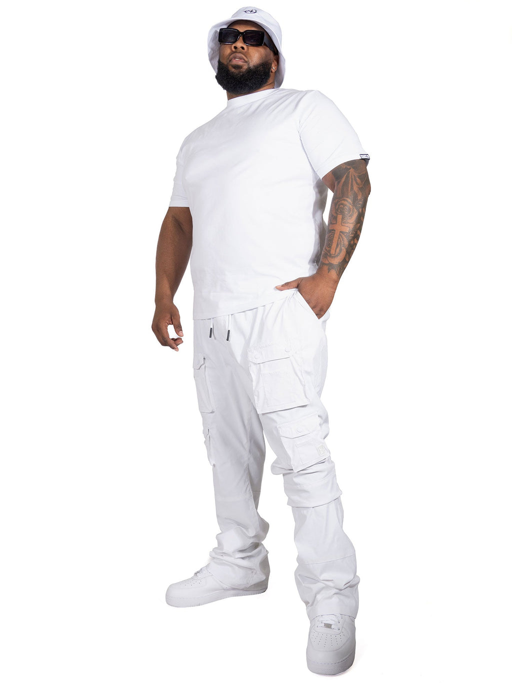M1625 Sartoni Nylon Stacked Pants - White