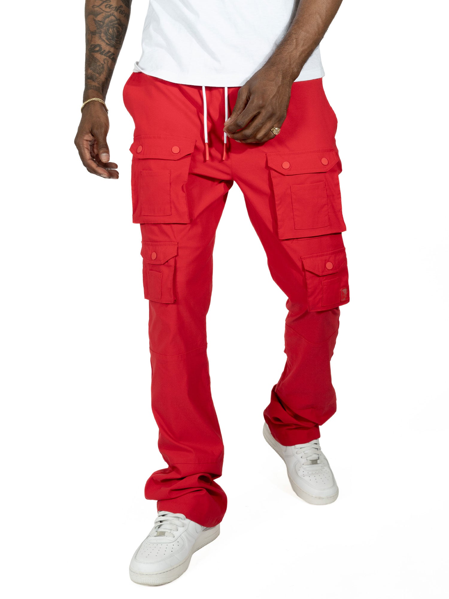 M1633 Colton 34” Stack Nylon/Spandex  Sweat Pants - Red