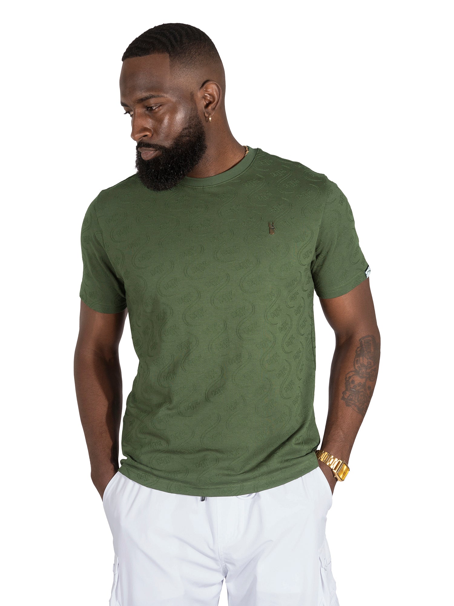 M316 Sartoni Embossed Tee -  Dark Olive