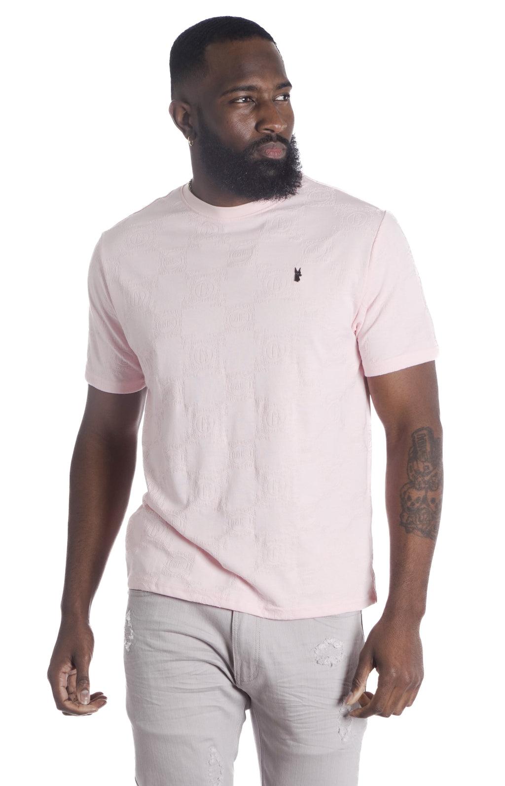M335 Caspar Embossed Tee - Pink
