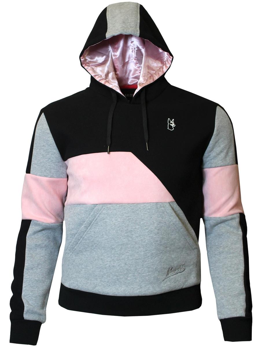 M3380 Makobi Tri Colored Hoodie Set - Black