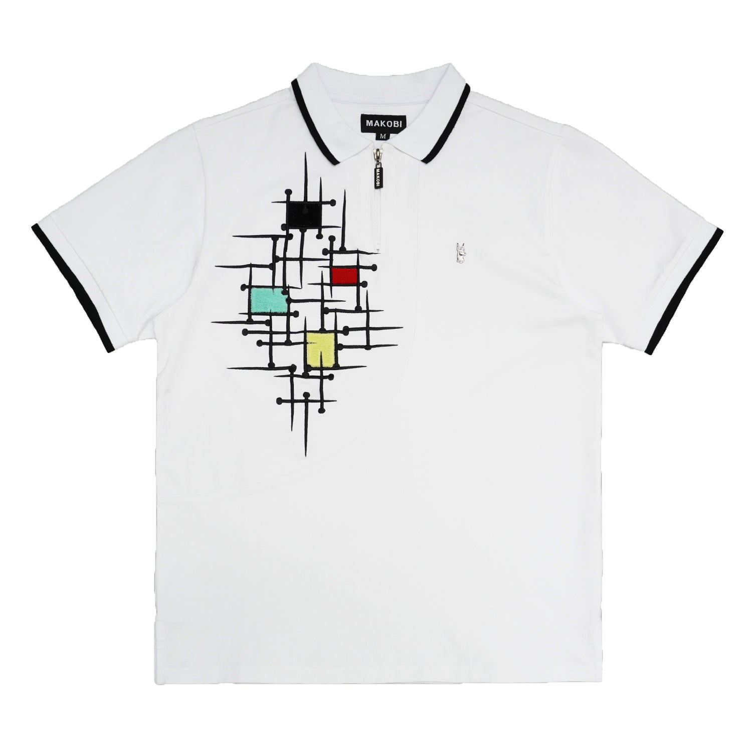 M351 Makobi Color Block Polo Shirt - White