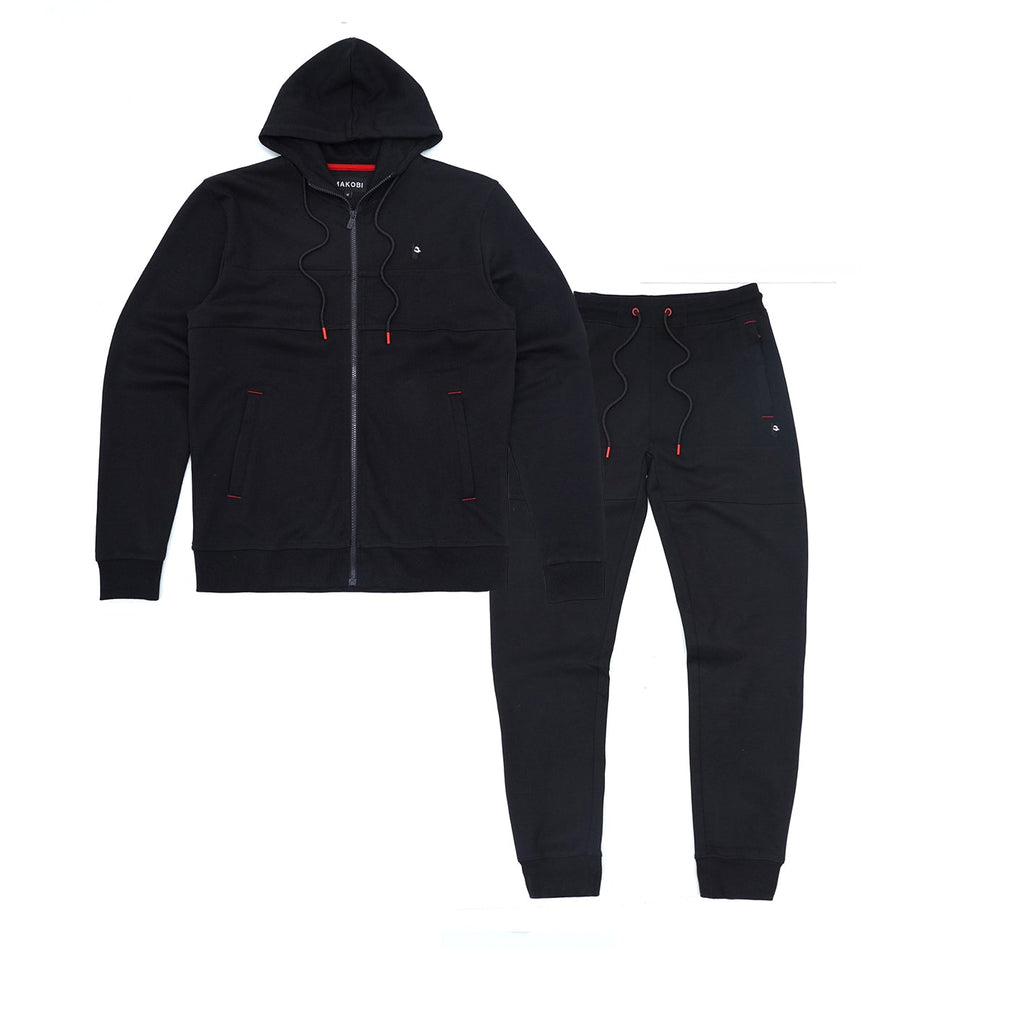 M3707 Tech Fleece Zip Up Hoody Set - Black