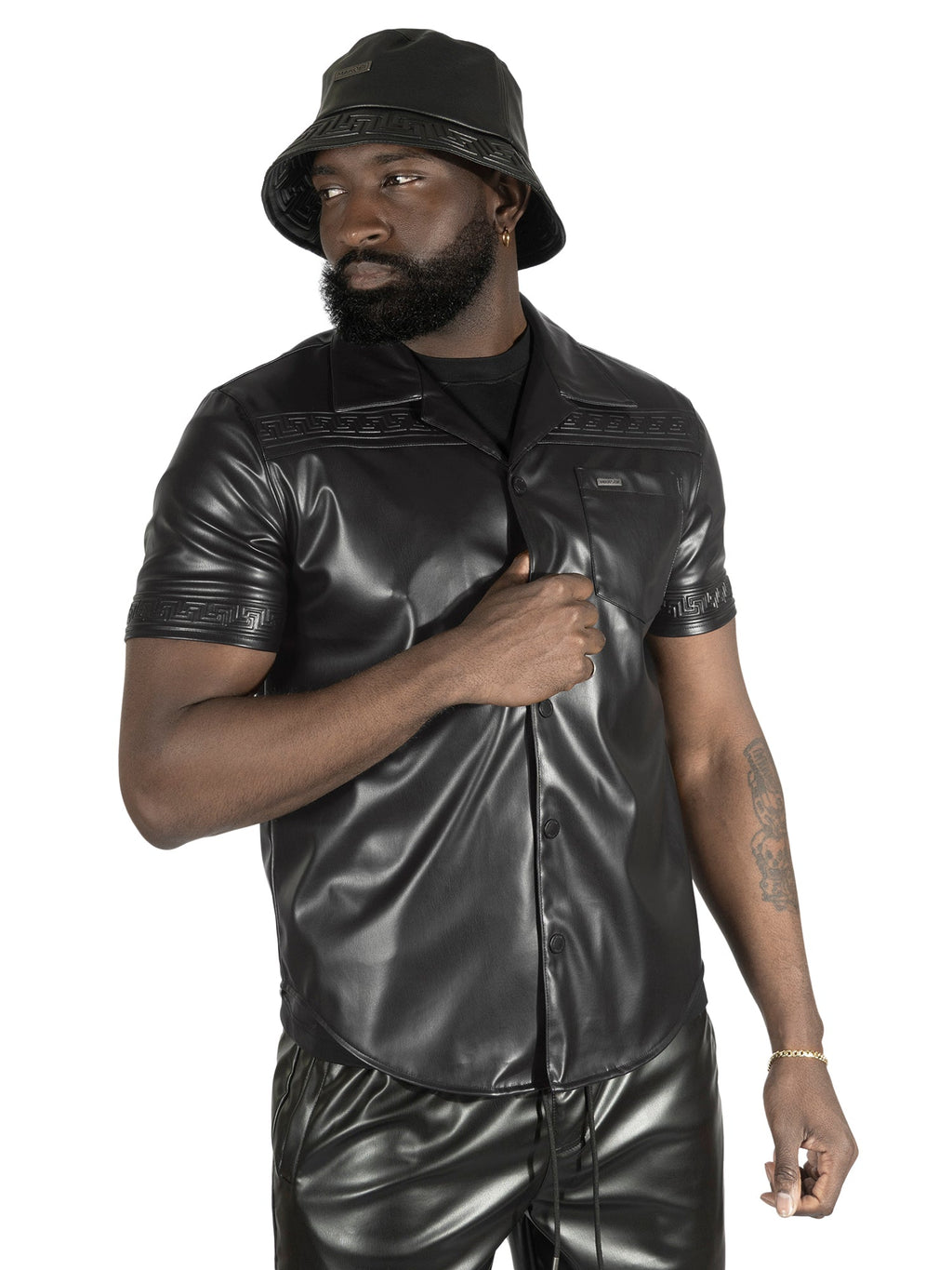 M429 Bellucci Vegan Leather Shirt - Black