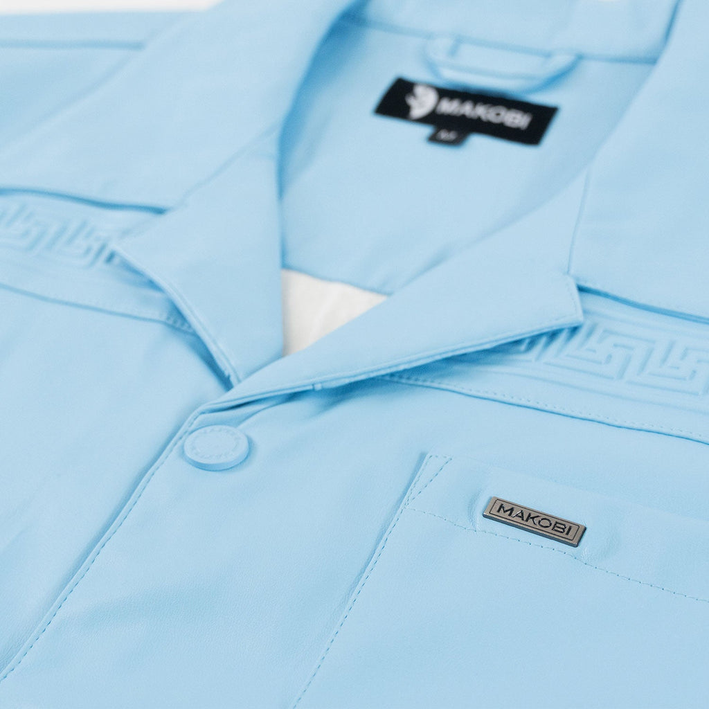 M429 Bellucci Vegan Leather Shirt - Blue