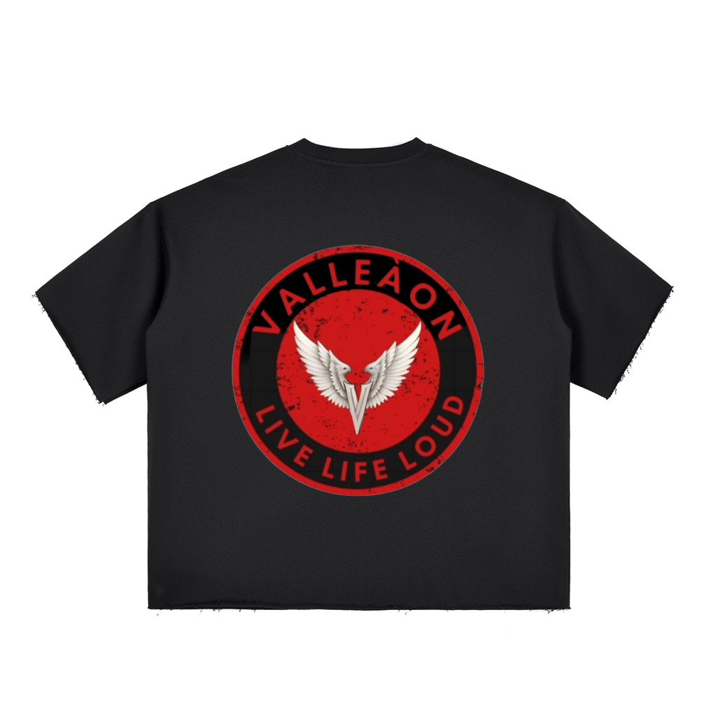 Boxy Half-Sleeve Raw-Edge T-Shirt