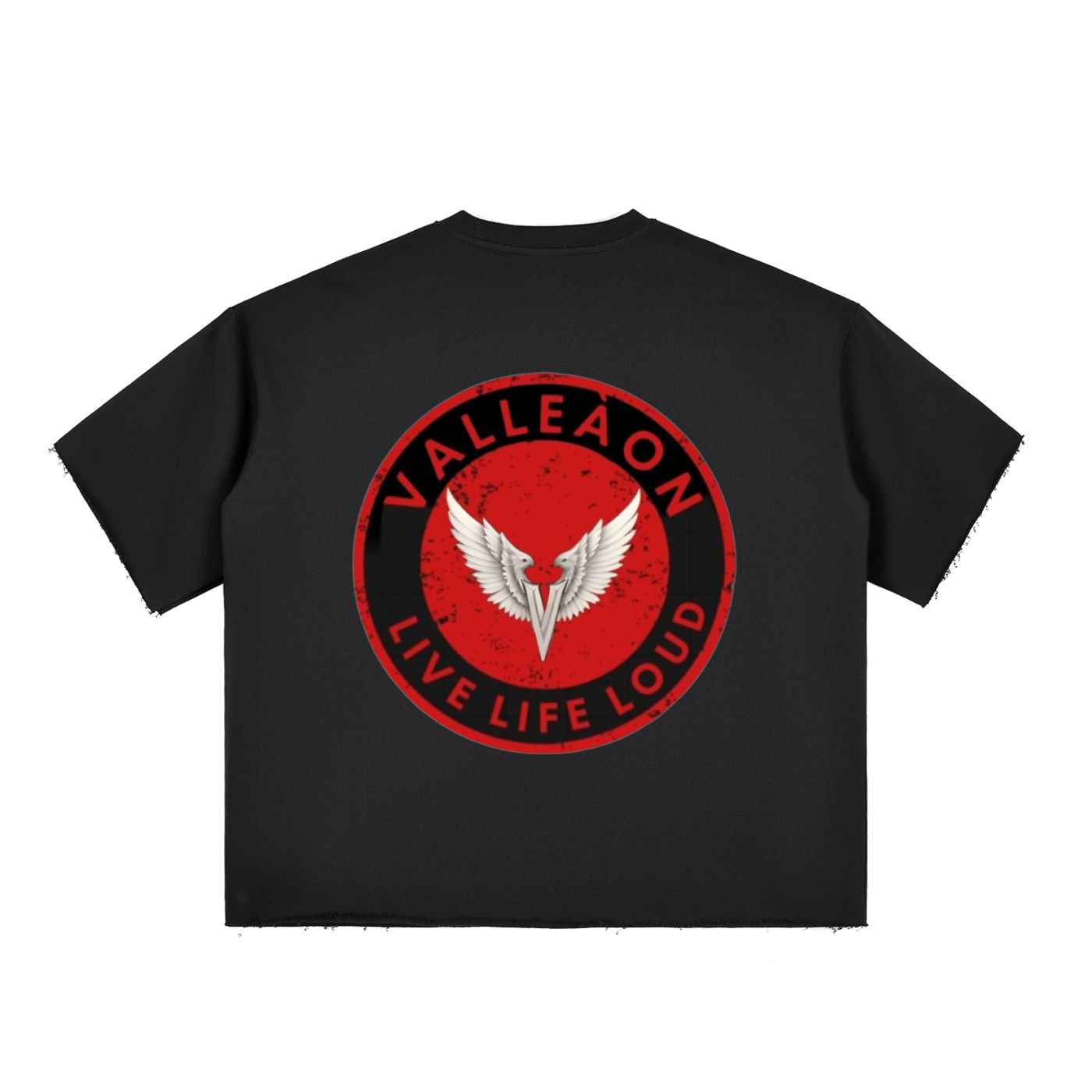 Boxy Half-Sleeve Raw-Edge T-Shirt