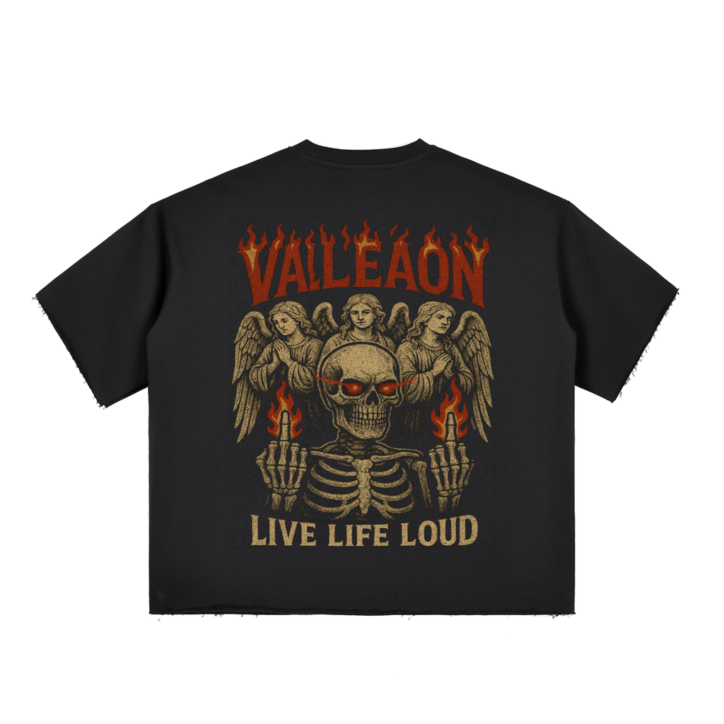 Boxy Half-Sleeve Raw-Edge T-Shirt