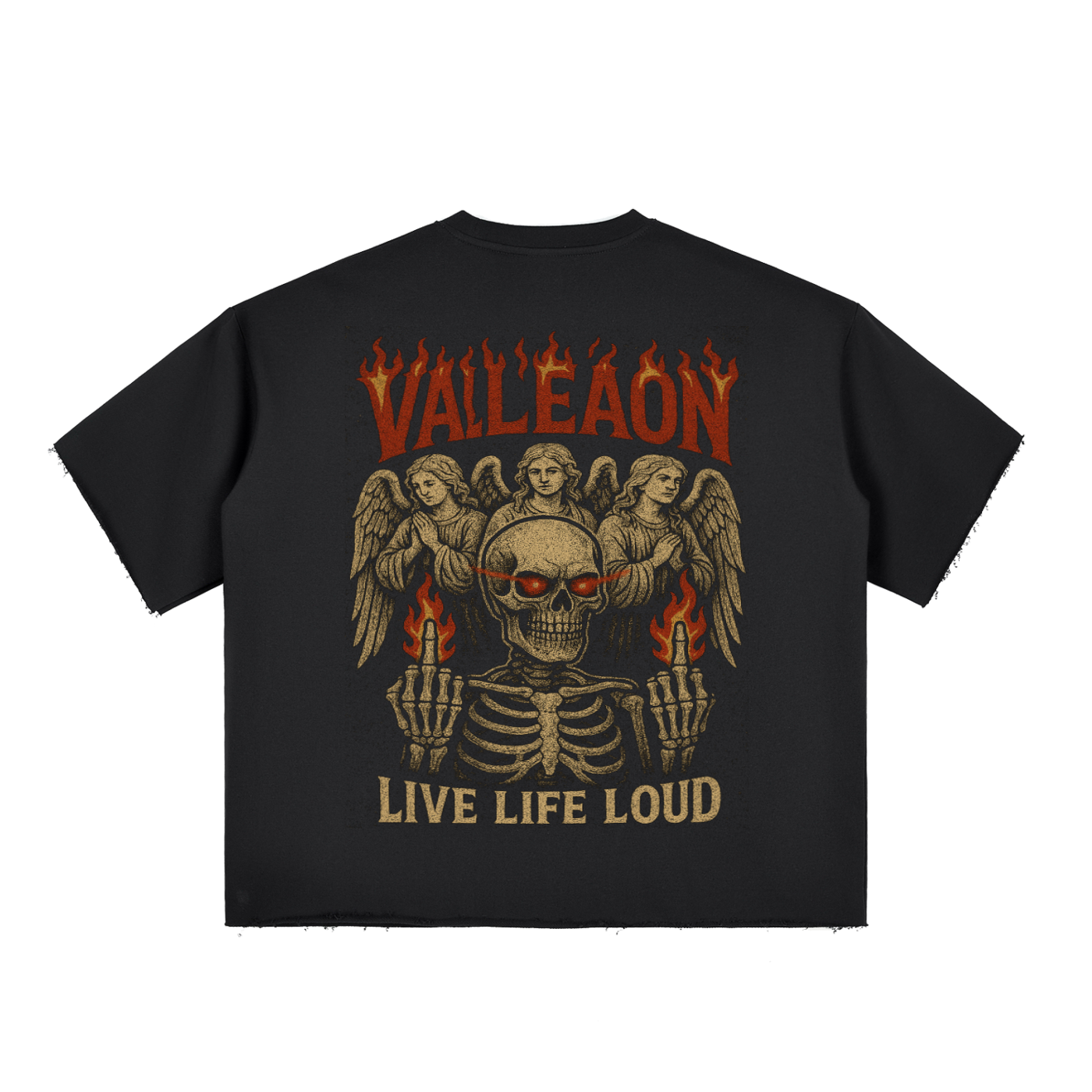 Boxy Half-Sleeve Raw-Edge T-Shirt