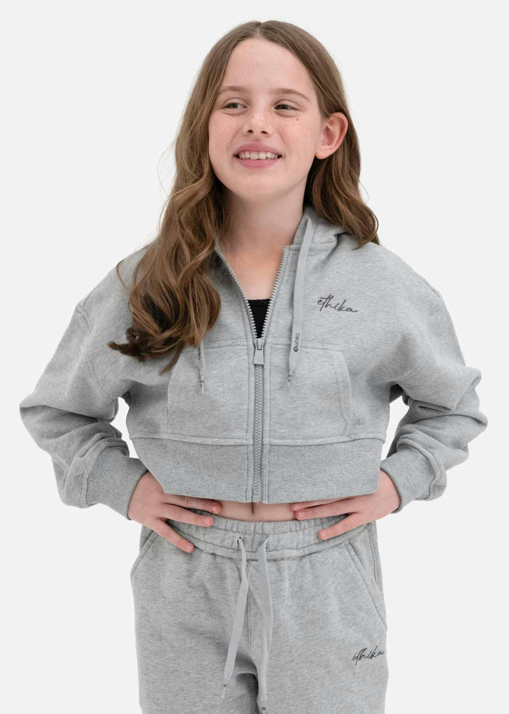 Heather | Girls Crop Zip Hoodie