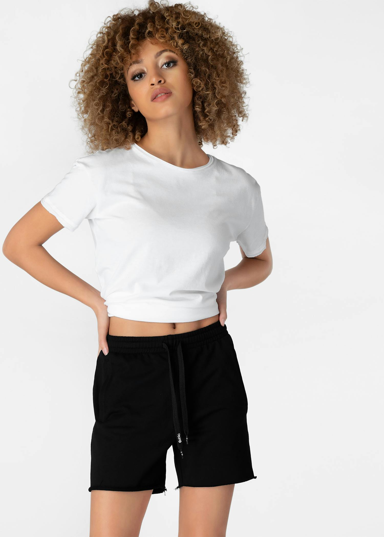 Black | Womens Raw Edge Short