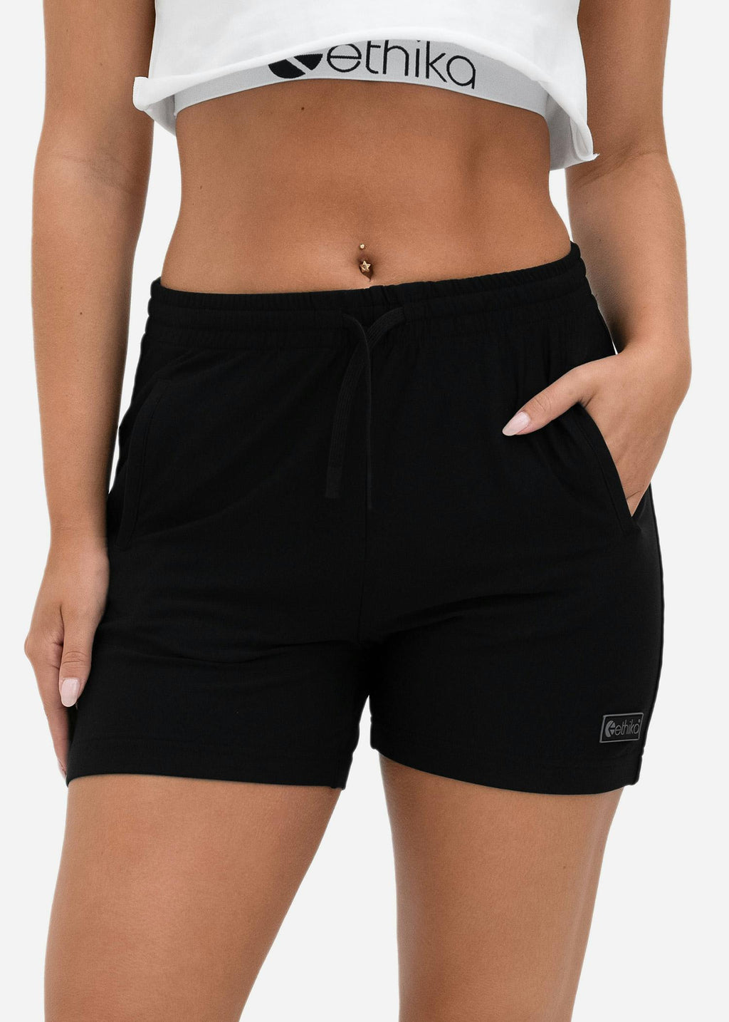Black | Womens Raw Edge Short