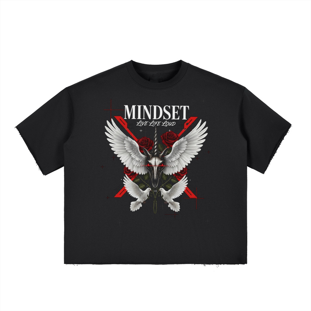 Boxy Half-Sleeve Raw-Edge T-Shirt